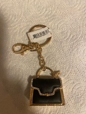 Gold & Black Purse Keychain bag Charm with bling. NWT